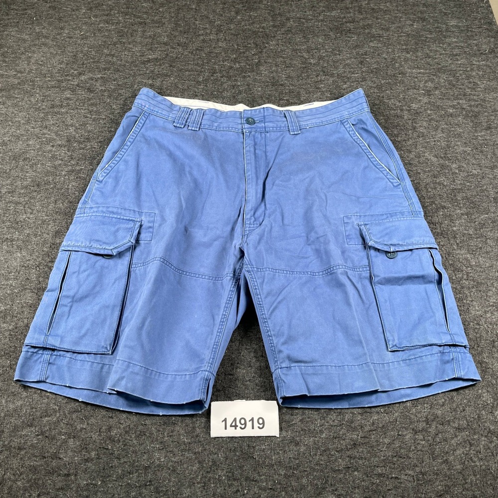 VTG Polo Ralph Lauren Cargo Shorts Mens 40T Blue Cotton Utility Pockets Outdoor